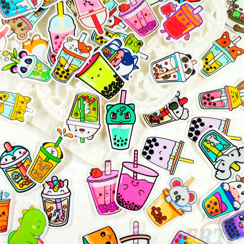 ★★★ Milk Tea Q-1 Funny Q Mini Diary Manual Stickers ★★★ 60Pcs/Set DIY Fashion Scrapbooks Album Decor Decals Stickers（Size: 2~3cm）