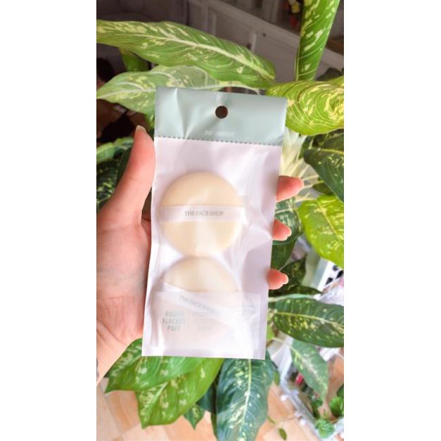 (AUTH) Bông phấn phủ tròn ROUND Flocked Puff The Face Shop