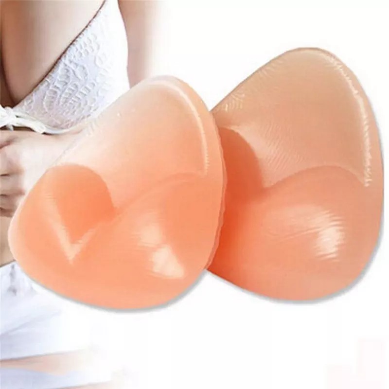 1 cặp Gợi Cảm Nữ Áo Ngực Tam Giác Miếng Lót Tăng Cường Miếng Đệm Mút Silicon Áo Ngực Gel Nude 9.5x10 cm-quốc t