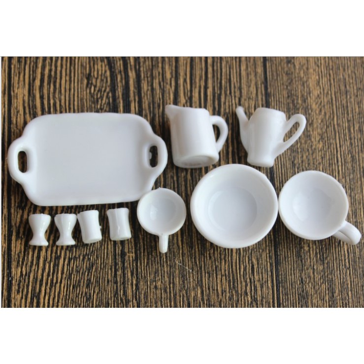 Mô hình bộ tách trà nhựa mini phụ kiện trang trí