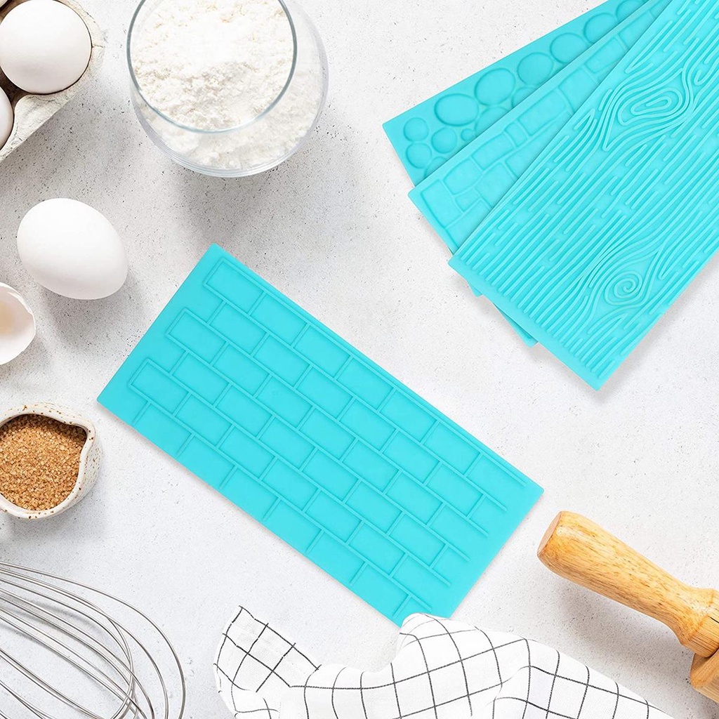 PATRICIA Bộ Khuôn Dập Nổi Họa Tiết Gạch Lát Tường Gạch 3D Trang Trí Bánh Quy