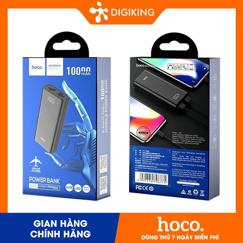 Pin dự phòng HOCO J45 10000mAh Elegant Shell