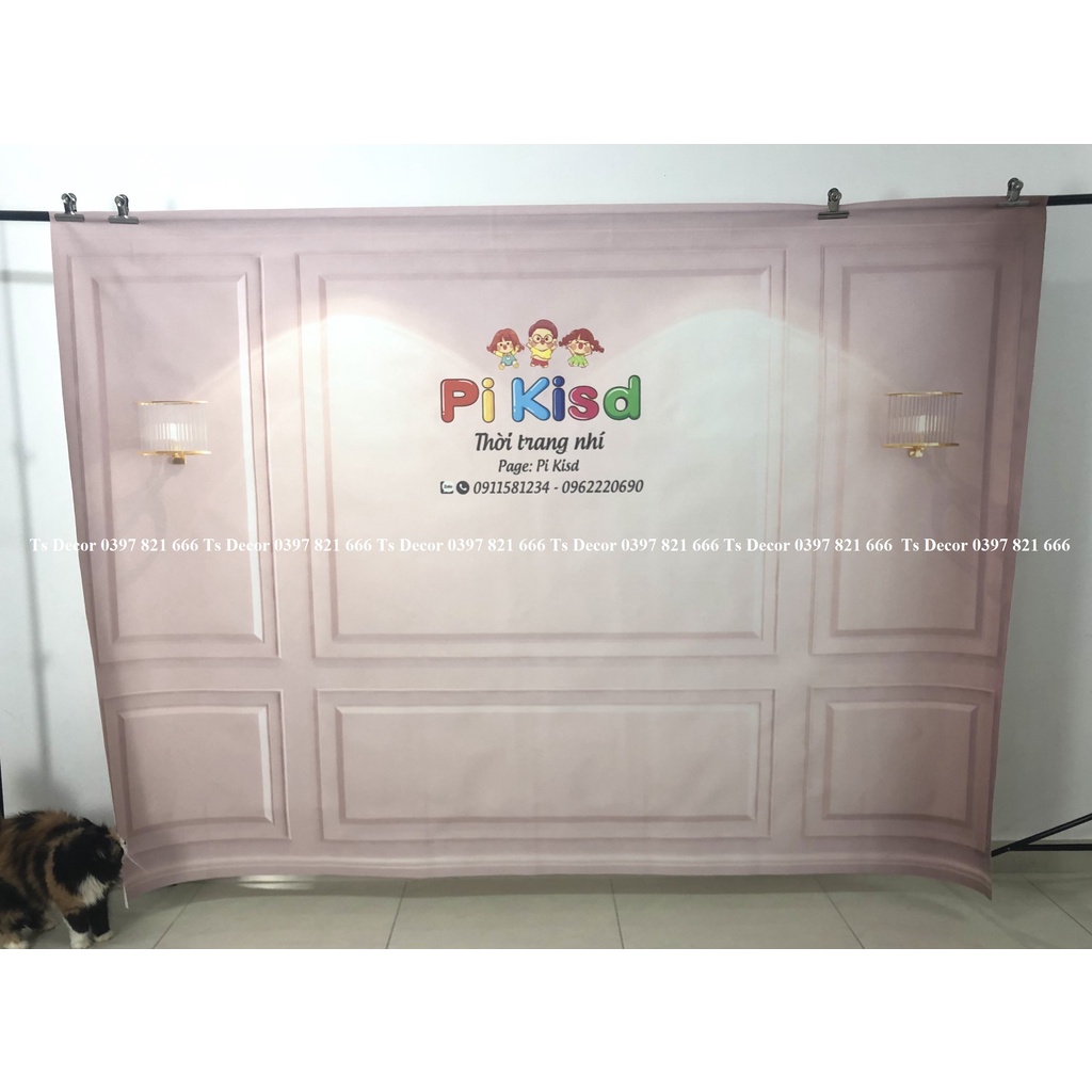 Phồng Nền Livestream Chụp Ảnh 3D 5D Màu Hồng Kute-Tạo Logo Chèn Chữ Miễn Phí