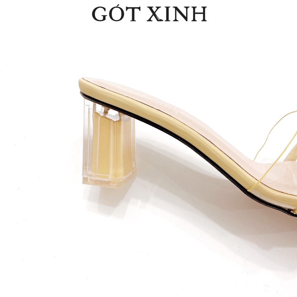 Dép cao gót nữ GÓT XINH GX323 quai mika trong đế cao 5cm