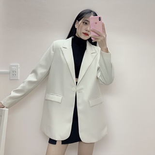 Blazer TD Design màu trắng kem dáng xuông