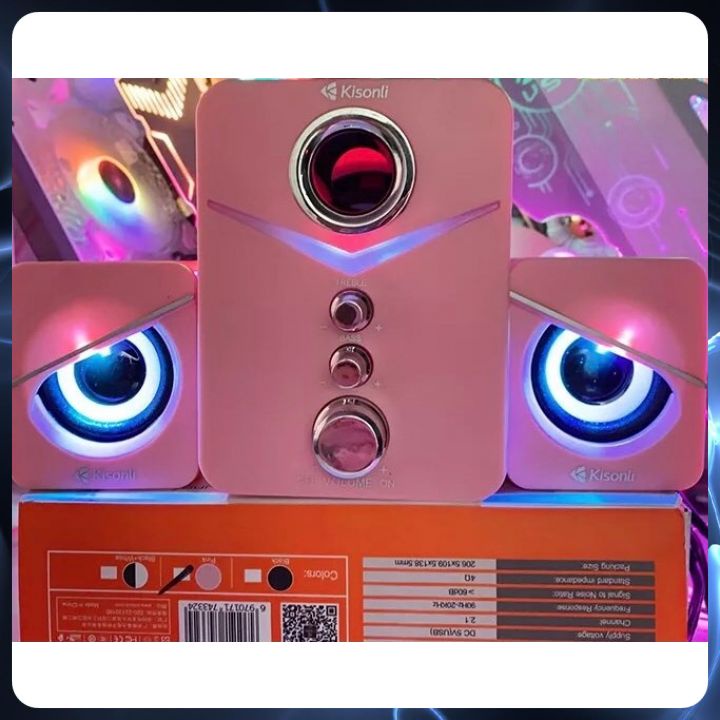 Loa Vi Tính Nghe Nhạc Để Bàn Kisonli U3100, Loa Máy tính Led Super BASS Có Led Cao Cấp Cho Laptop, pc
