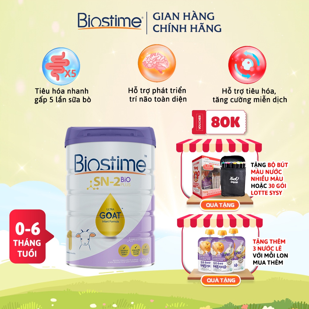 Sữa Dê Biostime Ultra Goat số 1 cải thiện tiêu hóa tăng cường hấp thu cho bé 800g
