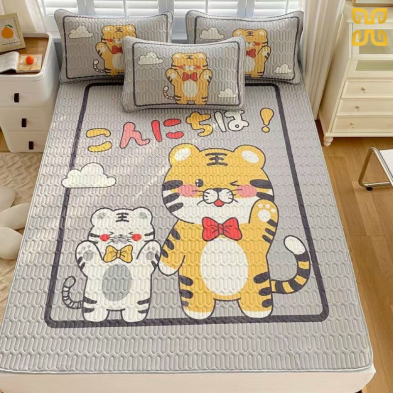 Chiếu điều hoà cao su non 5D tencel chiếu tấm trải mặt lụa mềm mát lõi cao su êm không mùi