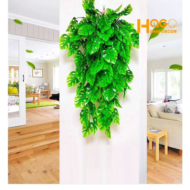 Lá giả, Chùm lá Rùa Xanh Dài 76cm Trang Trí Ban Cồn, Treo Tường, Trang Trí Nội Thất Xanh Mát