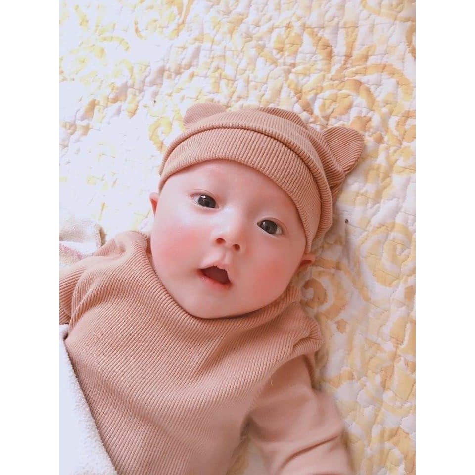 Đồ bộ quần áo dài tay trẻ em Tặng kèm Mũ - Bộ tăm dài tay cho bé sơ sinh tới 15kg AM807