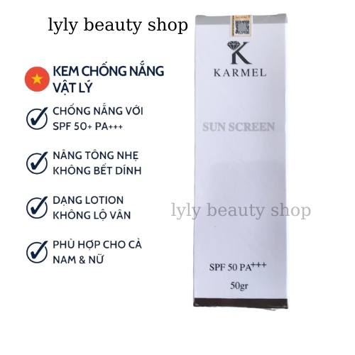 KARMEL kem chống nắng vật lý cho da dầu mụn và hỗn hợp SPF 50A+++