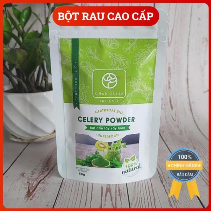 Bột Cần Tây Cao Cấp,Nguyên Chất OhanGreen 100% Giảm Béo Giảm Mụn Đẹp Da 50gram,1 Lộ Trình 2 Gói,Mua 2 tặg 1 Thìa Gỗ