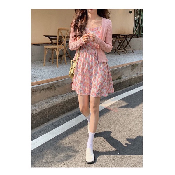 Váy hai dây hoa nhí vintage Hàn Ulzzang style 🌸 Hàng Quảng Châu