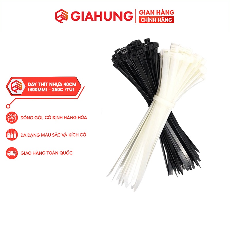 Túi 250 dây thít nhựa, dây rút, lạt đóng gói cố định hàng hóa loại 40cm (400mm) - GIAHUNGPRO