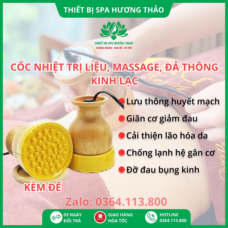 Cốc nhiệt Trị liệu, cốc nhiệt nóng giảm đau bụng kinh, massage bụng, massage body, cổ vai gáy - Đa năng