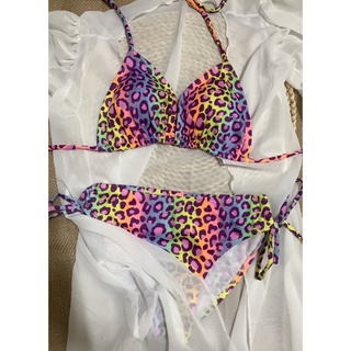 Bikini 2 mảnh da beo 7 sắc cầu vồng siêu nét