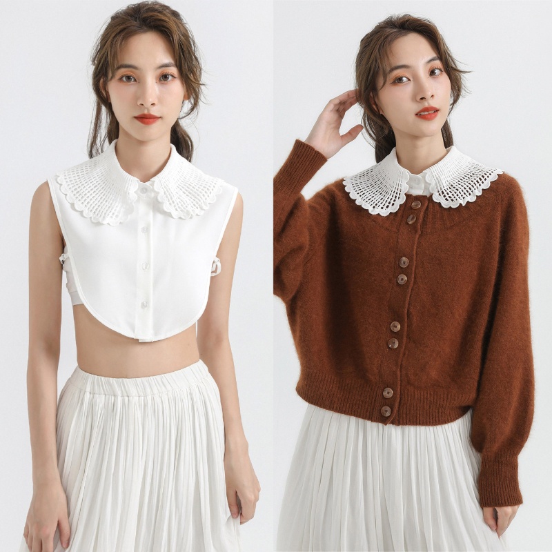 Cổ Áo Rời Rời Họa Tiết Kẻ Sọc Khoét Rỗng Có Thể Tháo Rời Cho Nữ