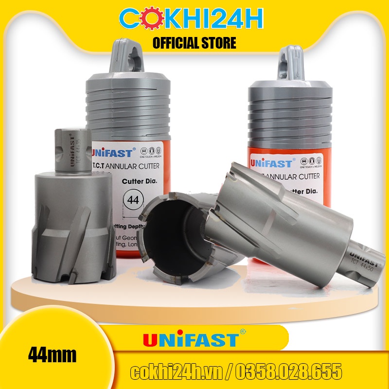 Mũi khoan từ rút lõi phi 44mm Unifast HSS 44x25 / TCT 44x35 / TCT 44x50