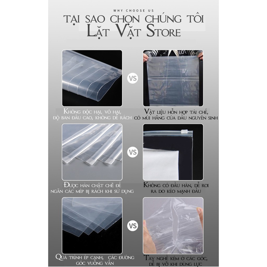 Túi Ziplock, Zipper 3A 12 kích thước nhựa có khoá kéo trong và đục có thiết kế logo đựng đồ tiện lợi, đựng đồ dơ