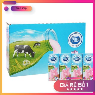 Thùng 48 hộp sữa tiệt trùng hương dâu Dutch Lady 180ml