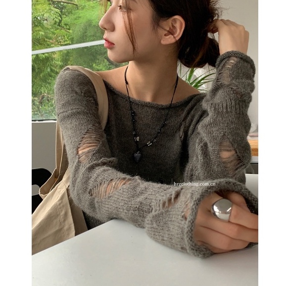 Áo sweater Dệt Kim Thiết Kế Xẻ Quyến Rũ Hợp Thời Trang