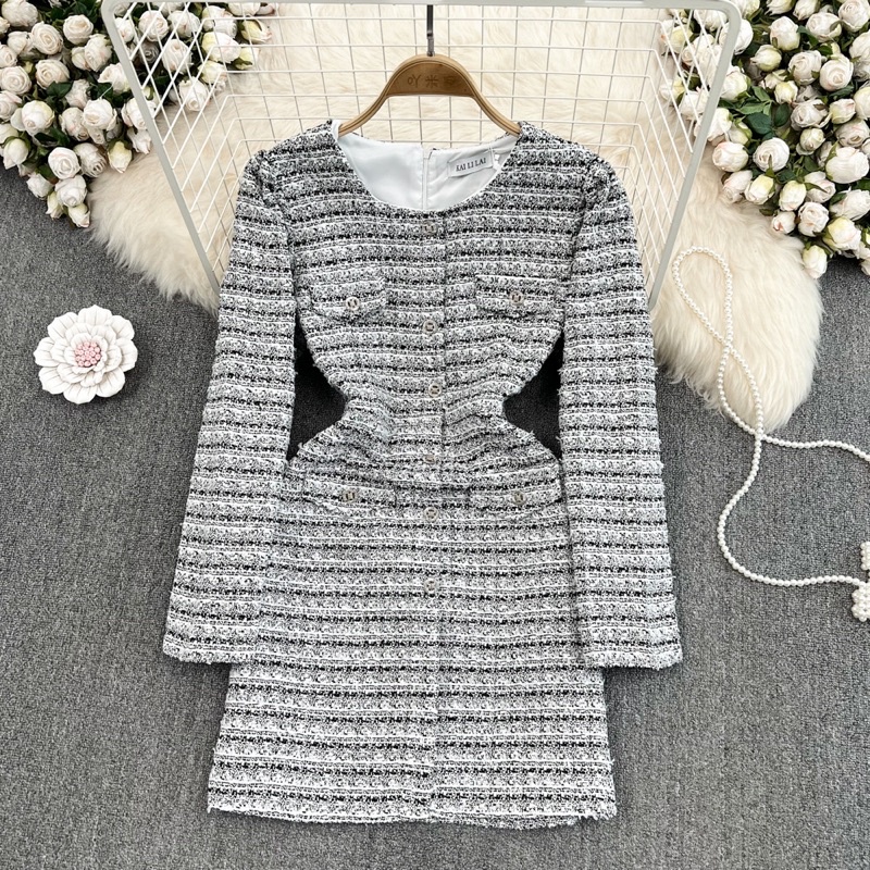 Đầm dạ tay dài dáng ôm koreastyle