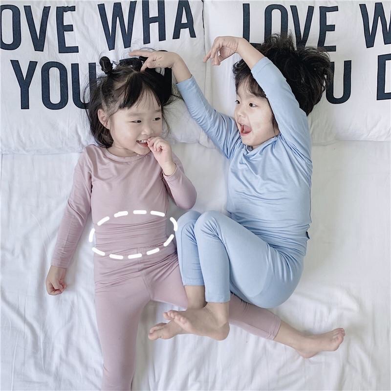 Bộ dài tay mặc nhà chất liệu cotton lụa siêu mềm cho bé