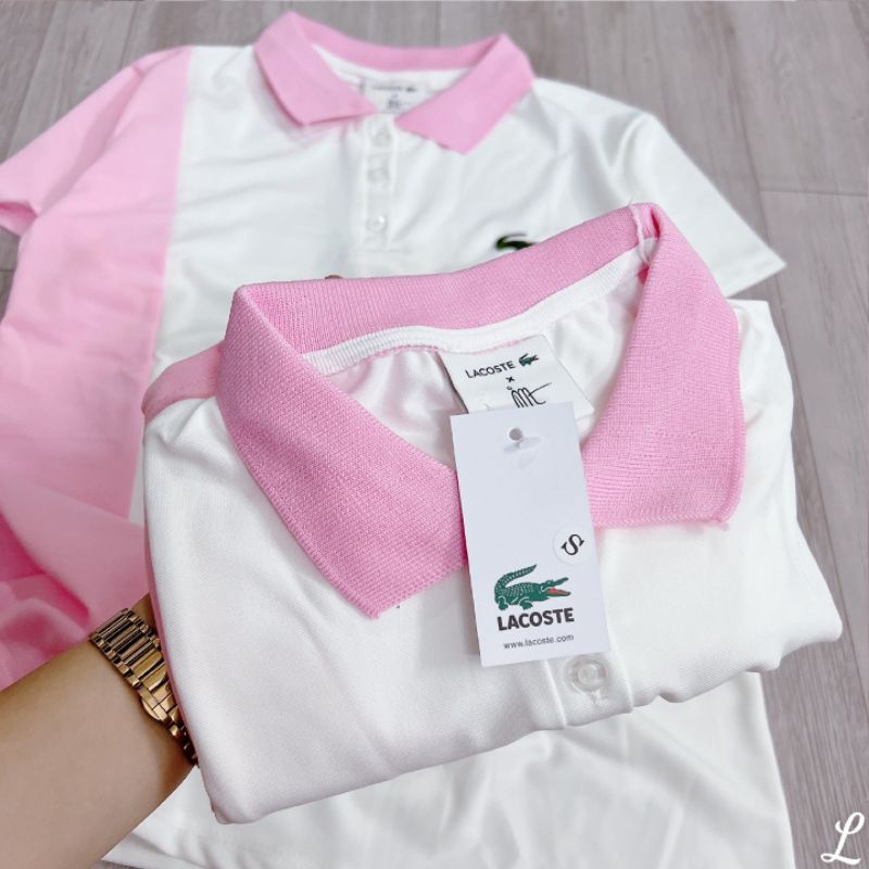 Áo polo hồng phối màu cho nữ