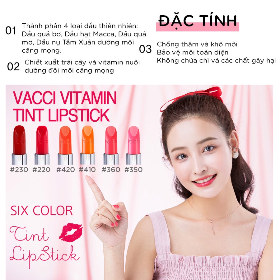 SON VACCI VITAMIN TINT DƯỠNG MÔI LÂU PHAI