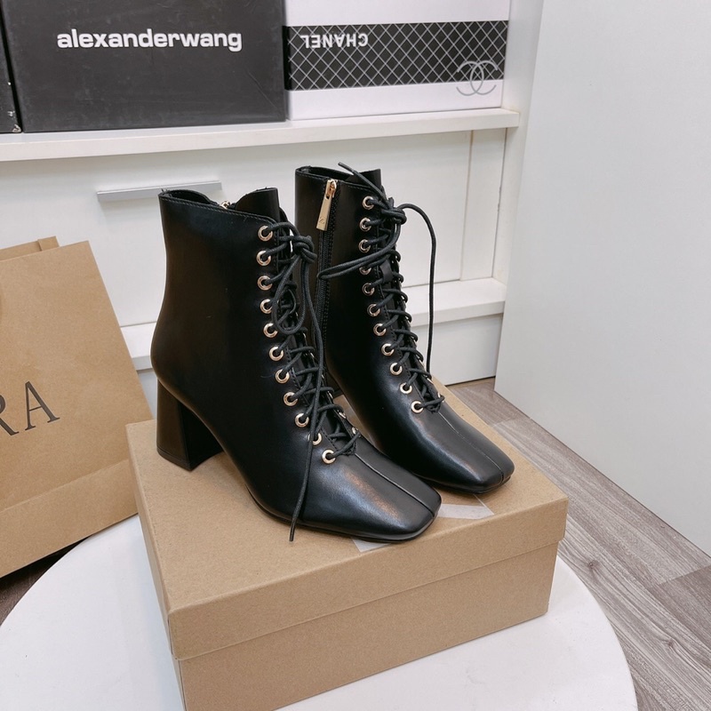 Bốt boot zara lửng đan dây gót trụ xuất dư fullbox