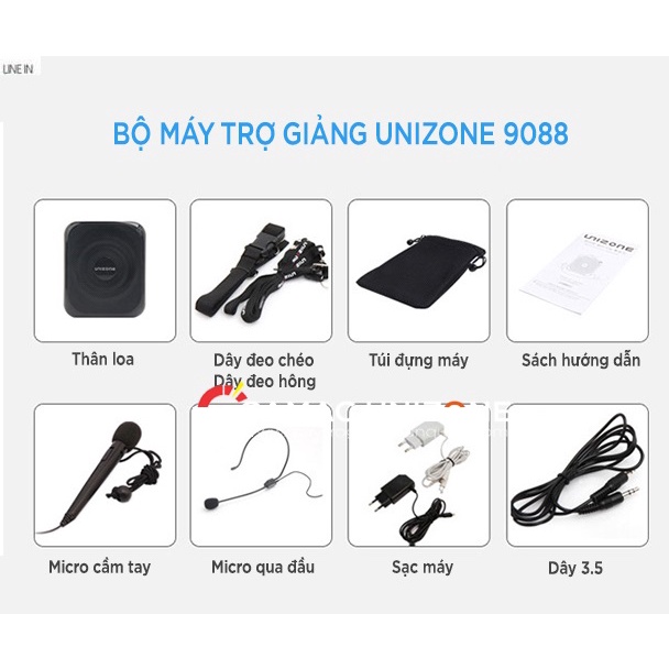 Máy Trợ Giảng Không Dây Unizone UZ 9088s- Chuyên Dụng Cho Giáo Viên, Hướng Dẫn Du Lịch, Trợ Giảng