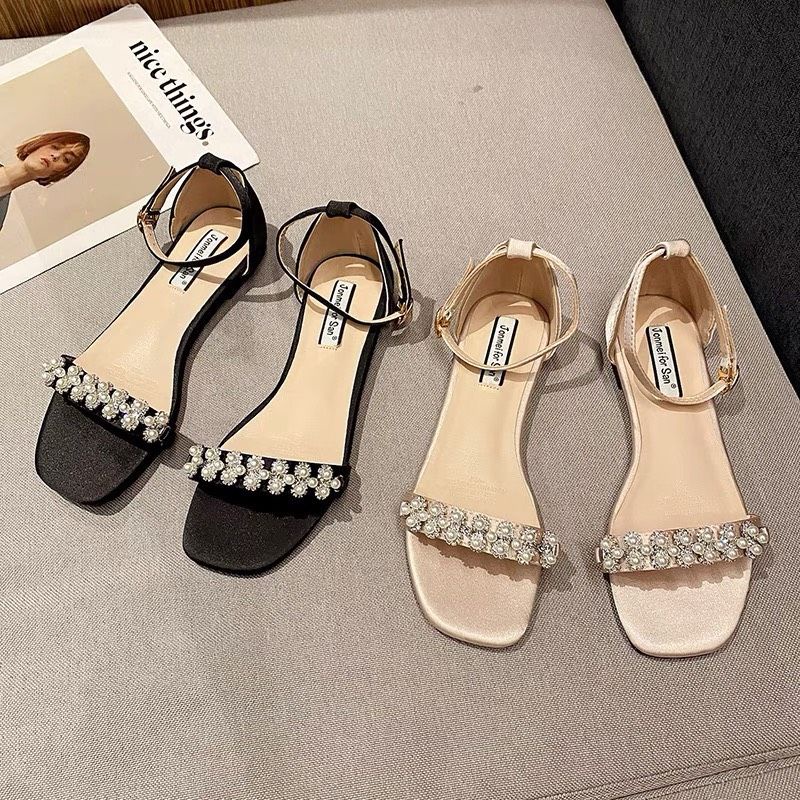 Lm(ẢNH THẬT) Sandal Lụa Quai Đá Đế Bằng Mềm Êm Fullbox Cao Cấp