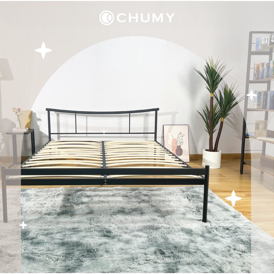 Giường sắt lắp ráp CHUMY TOKYO sơn tĩnh điện, đóng hộp gọn gàng, màu đen nhám, trắng bóng, nhiều kích thước lựa chọn