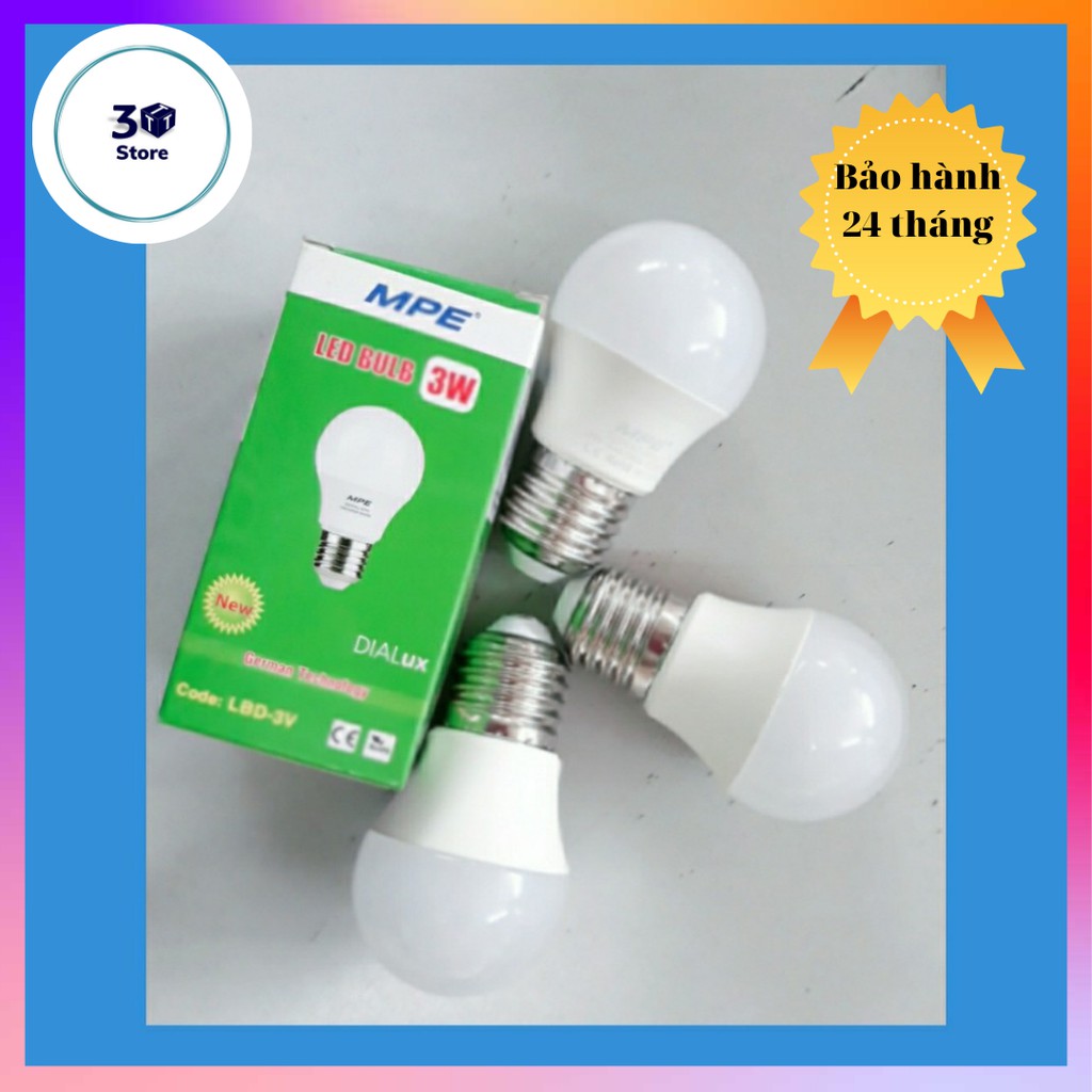 Đèn led bulb 3w MPE bảo hành 2 năm