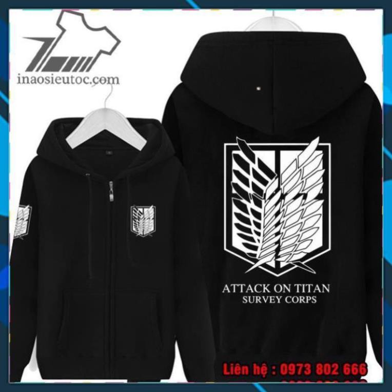 (HÀNG HOT) SALE SỐC- [SIÊU RẺ] Áo khoác áo Hoodie in hình attack on Titan đẹp giá rẻ chất lượng