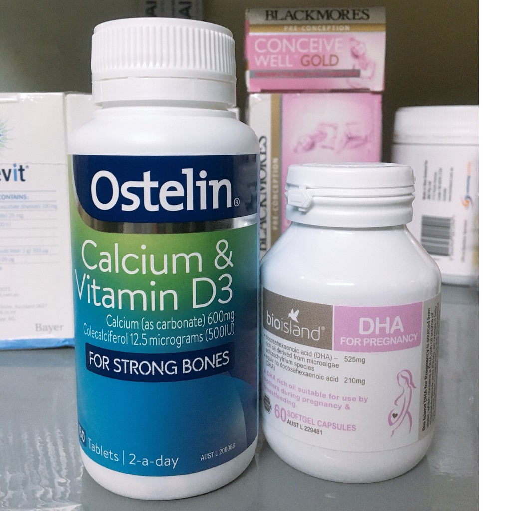 (Tem Chemist) Combo DHA bầu + canxi ostelin bầu