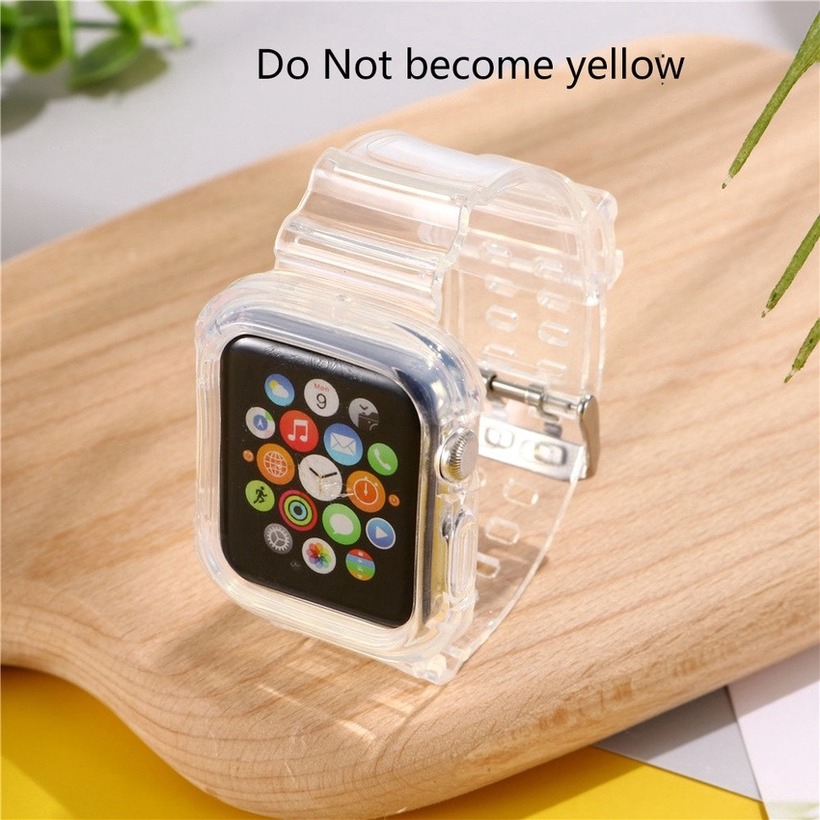 Dây Đeo Silicone Trong Suốt Cho Đồng Hồ Apple Watch 44mm 40mm 2 Trong 1 38mm 42mm Cho Iwatch Se 6 5 4 3 2 1