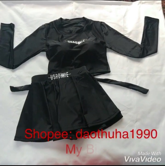 (Có sẵn) đồ bơi My Bikini Usronnie quần váy màu đen buộc dây lưng | BigBuy360 - bigbuy360.vn