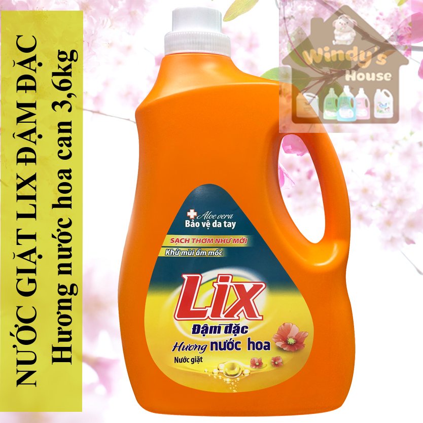 Nước giặt Lix Đậm Đặc Hương Nước Hoa Chai 3.6Kg - Tẩy Sạch Cực Mạnh Vết Bẩn