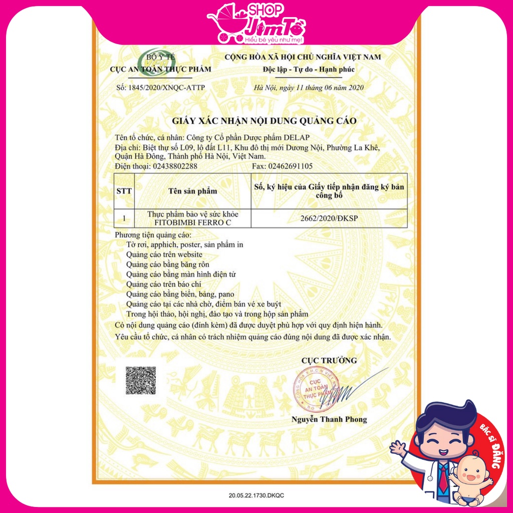 Siro Ferro C Fitobimbi Pharmalife Bổ Sung Sắt, Kẽm, Vitamin Và Khoáng Chất  Lọ 200ml