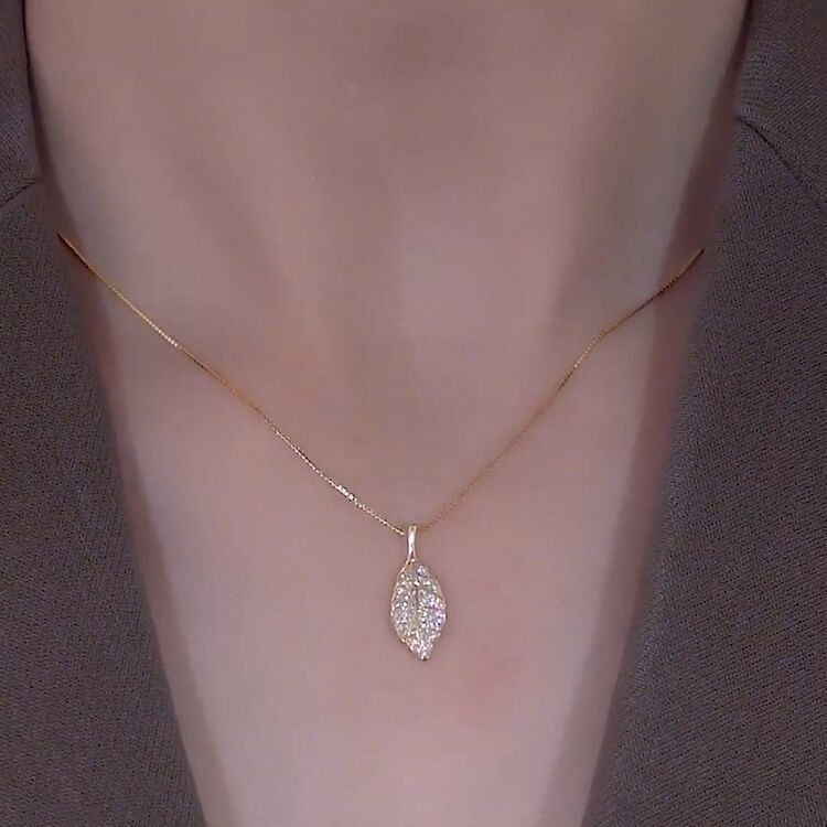 Vòng cổ Bạc 925 Mặt Cành Lá Đính Đá Quý Nhân Tạo Màu Vàng/Bạc