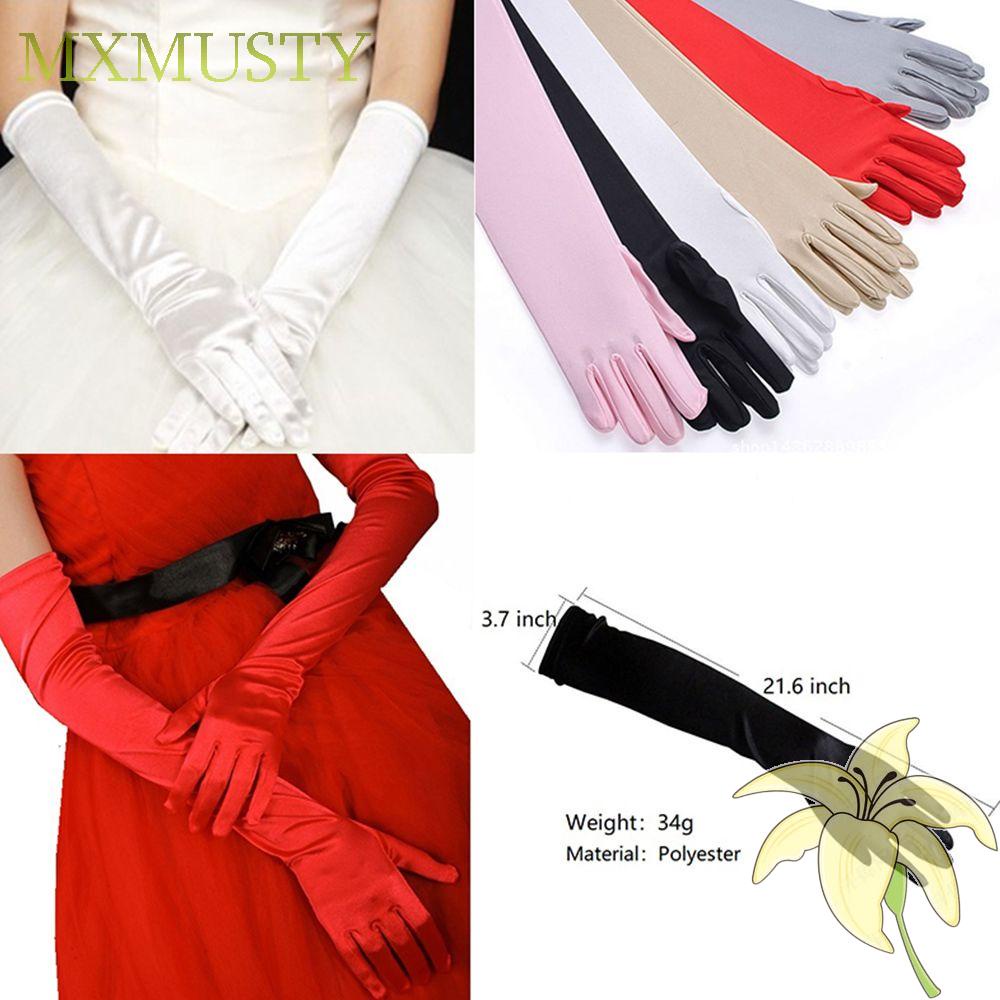 Găng tay dài làm từ satin chống nắng thời trang cho cô dâu