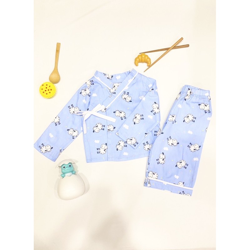 Bộ đồ yukata và pijama cho bé trai bé gái, bộ đồ mặc nhà dài tay cho bé