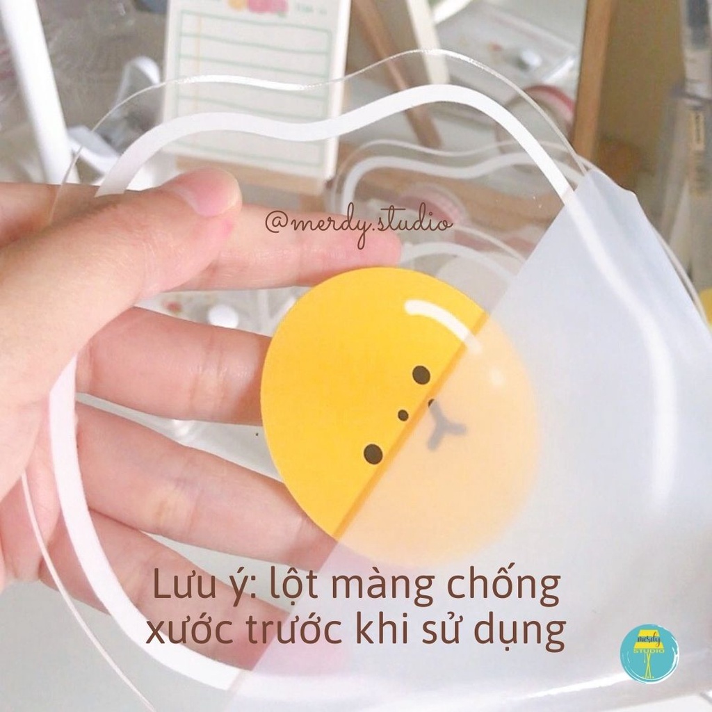 Lót ly cốc bằng mica trong suốt cỡ lớn in hình dễ thương xỉu