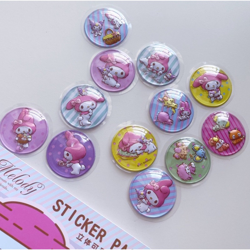 Sticker 3D Hello Kitty , My Melody hộp 12 cái dễ thương