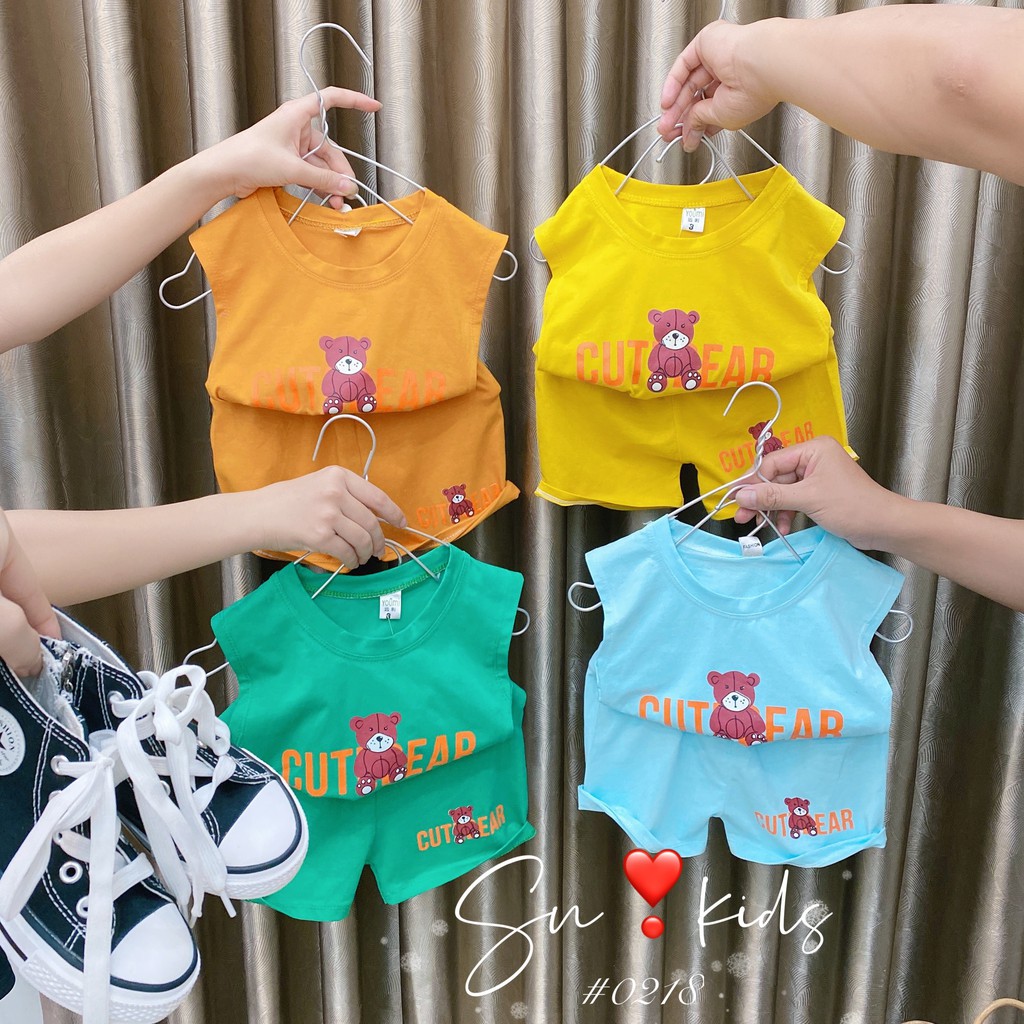 Bộ Sát Nách Bé Trai, Bé Gái, Chất Cotton Phiên Bản Gấu CUTEBEAR, Đồ Bộ Trẻ Em Mùa Hè Namkidshop (V453)