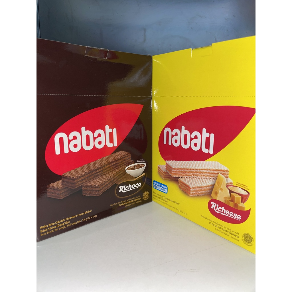 Bánh Sôcôla (Dạng Xốp) Richoco Nabati Chocolate Cream Wafer (Hộp 20 thanh x 16g)