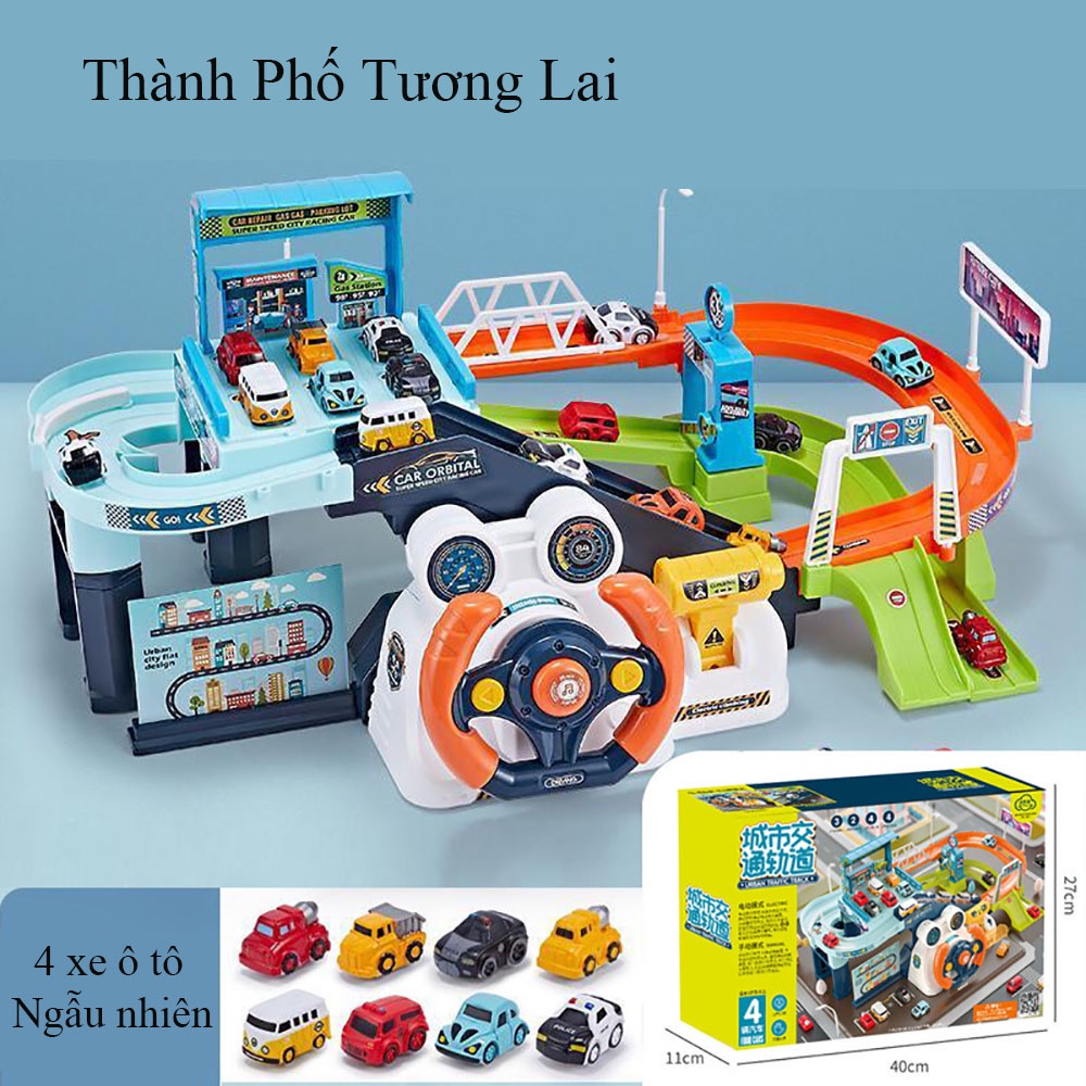 Đồ chơi trẻ em đường đua ô tô cao cấp kết hợp vô lăng âm nhạc sống động. Bộ đồ chơi mang lại nhiều cảm xúc mới lạ cho bé