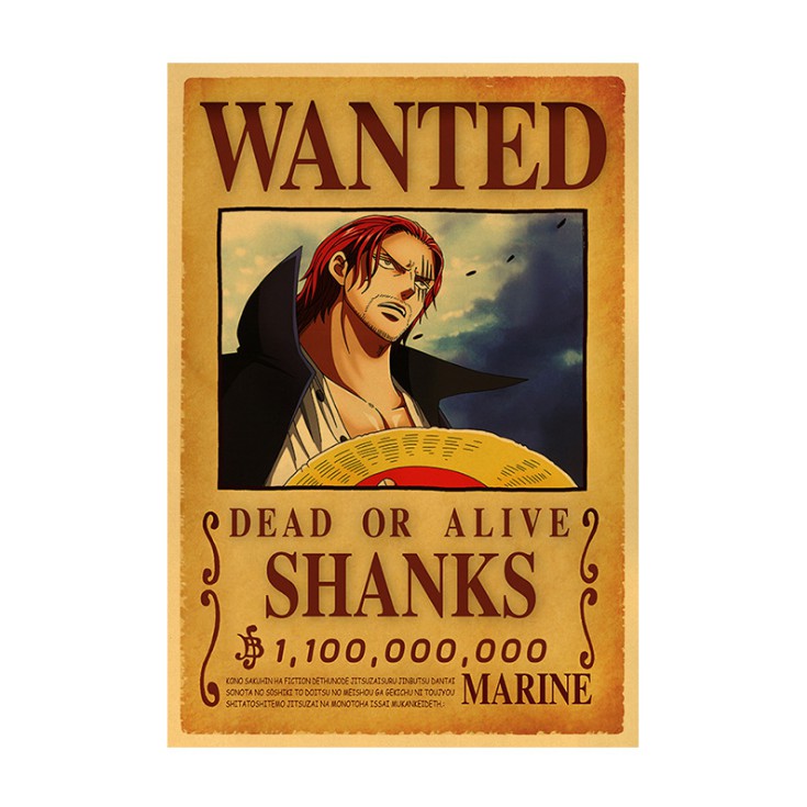 Poster One Piece Luffy Zoro Sanji Nami Robin Chopper Fanky hình nhân vật truy nã