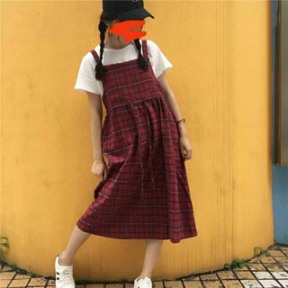 Đầm yếm dây kẻ sọc eo rút ulzzang